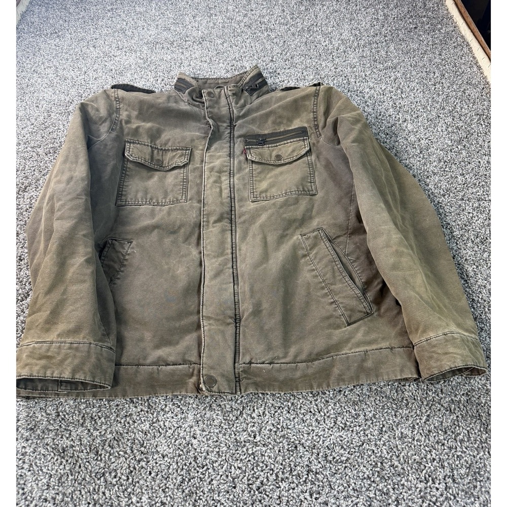 Levi's Canvas Bomber Jacket Men's Size Large Green Full Zip